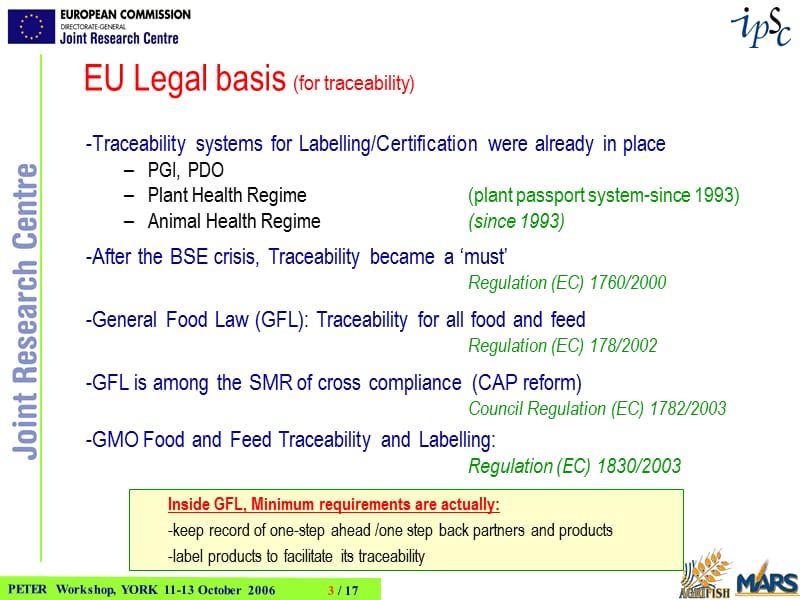 欧盟关于可追溯性Traceability方面的讲座PPT 04_pp_jrc_flt.ppt_第3页