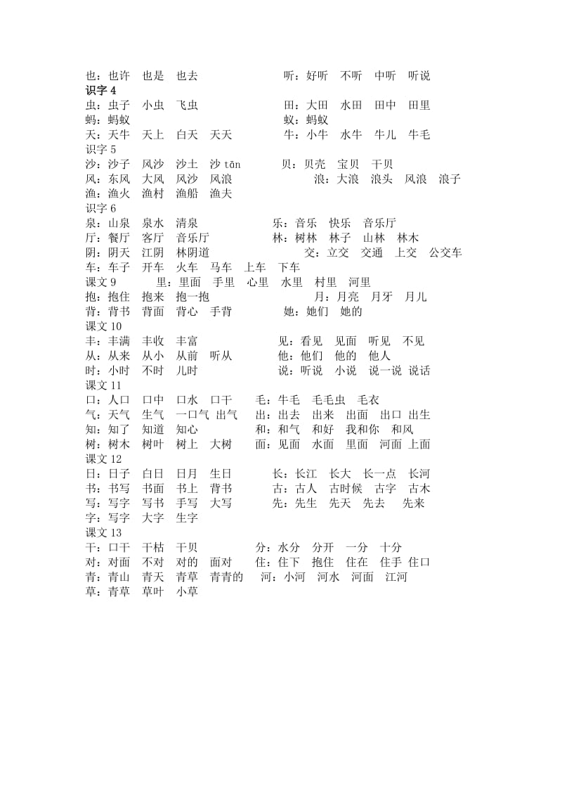 一年级上册生字组词素材.doc_第2页