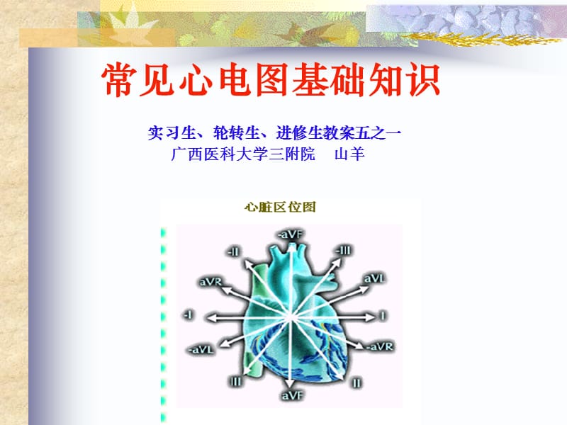 常见心电图诊断基础-实习生进修生教案之一.ppt_第1页