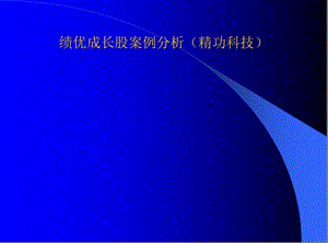 绩优成长股案例分析（精功科技）（论文资料）.ppt