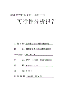 桃江县铁矿石采矿项目可行分析报告.doc