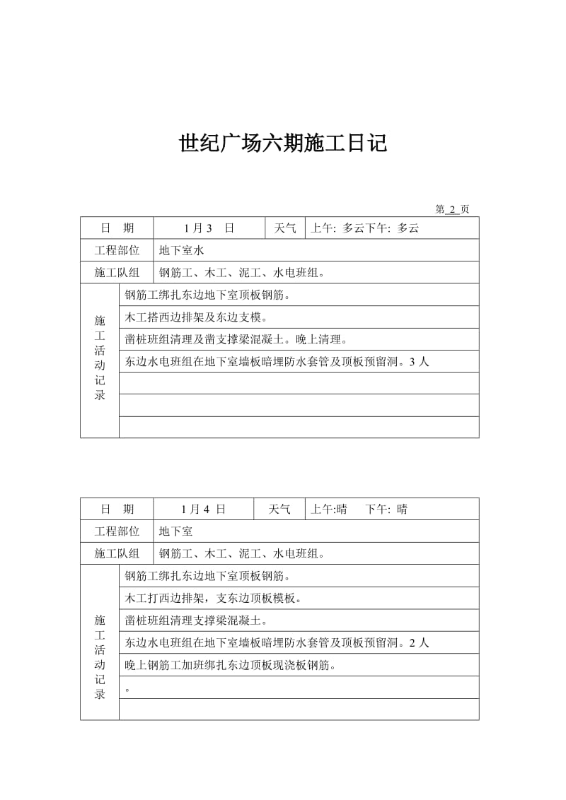 2019高层建筑施工日记.doc_第2页