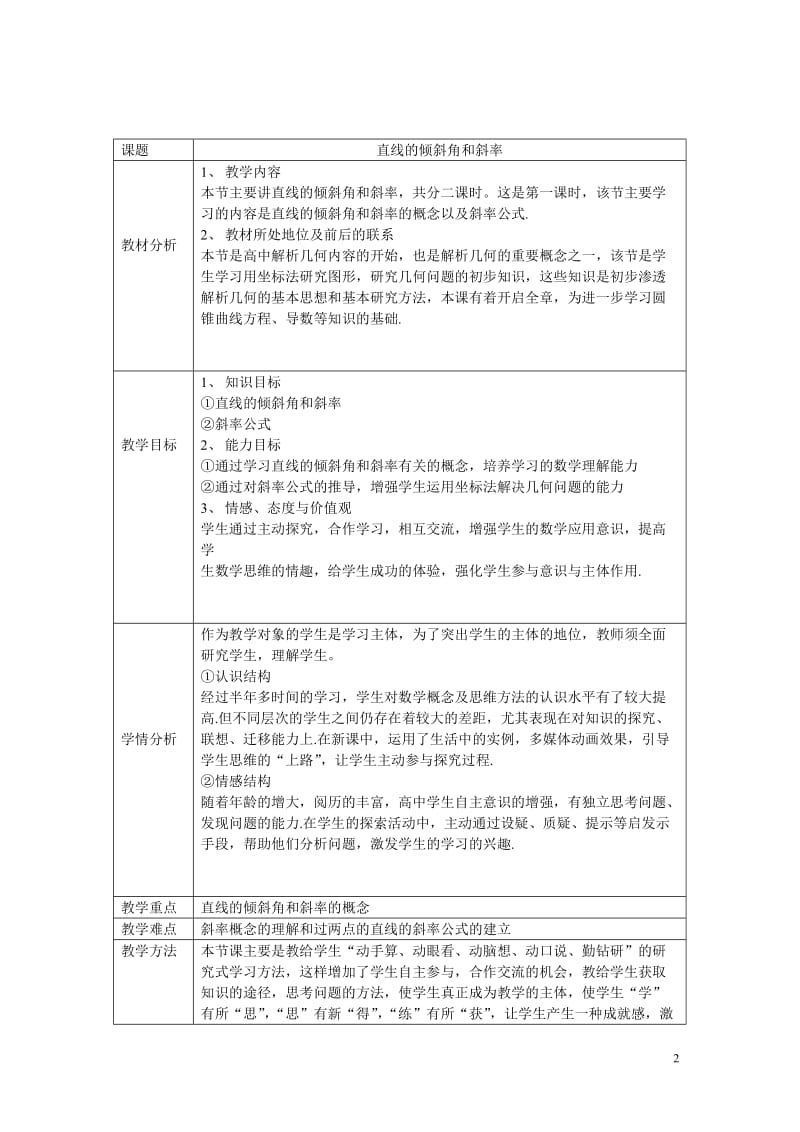 直线的倾斜角与斜率教学设计.doc_第2页