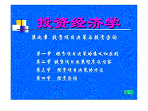 投资经济学 第九章 投资项目决策与投资咨询.ppt