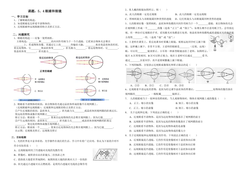 眼睛和眼镜导学案.doc_第1页