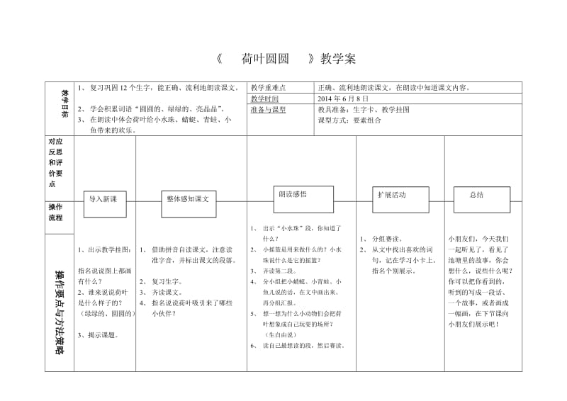 语文教案荷叶圆圆.doc_第1页