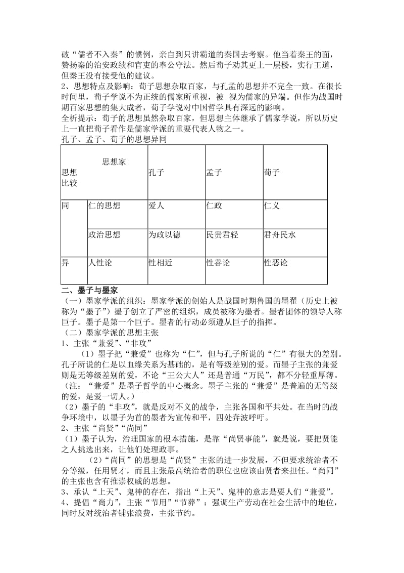 人民版历史教案战国时期的百家争鸣.doc_第3页