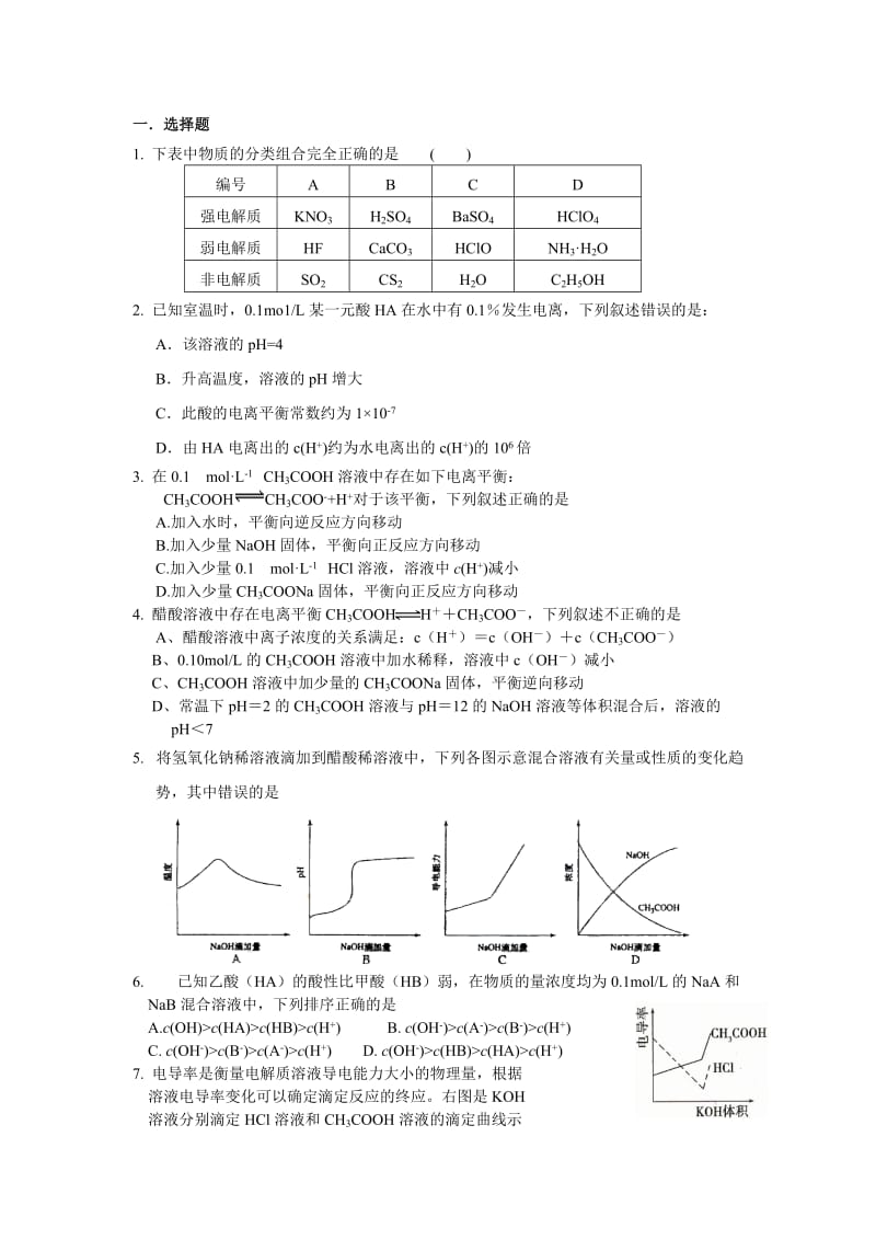 弱电解质的电离和盐类的水解.doc_第1页