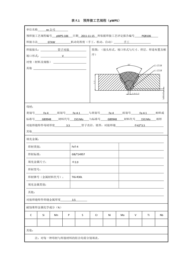 15CrMo φ42x3.5 管状对接焊接工艺评定（氩弧焊）.doc_第1页