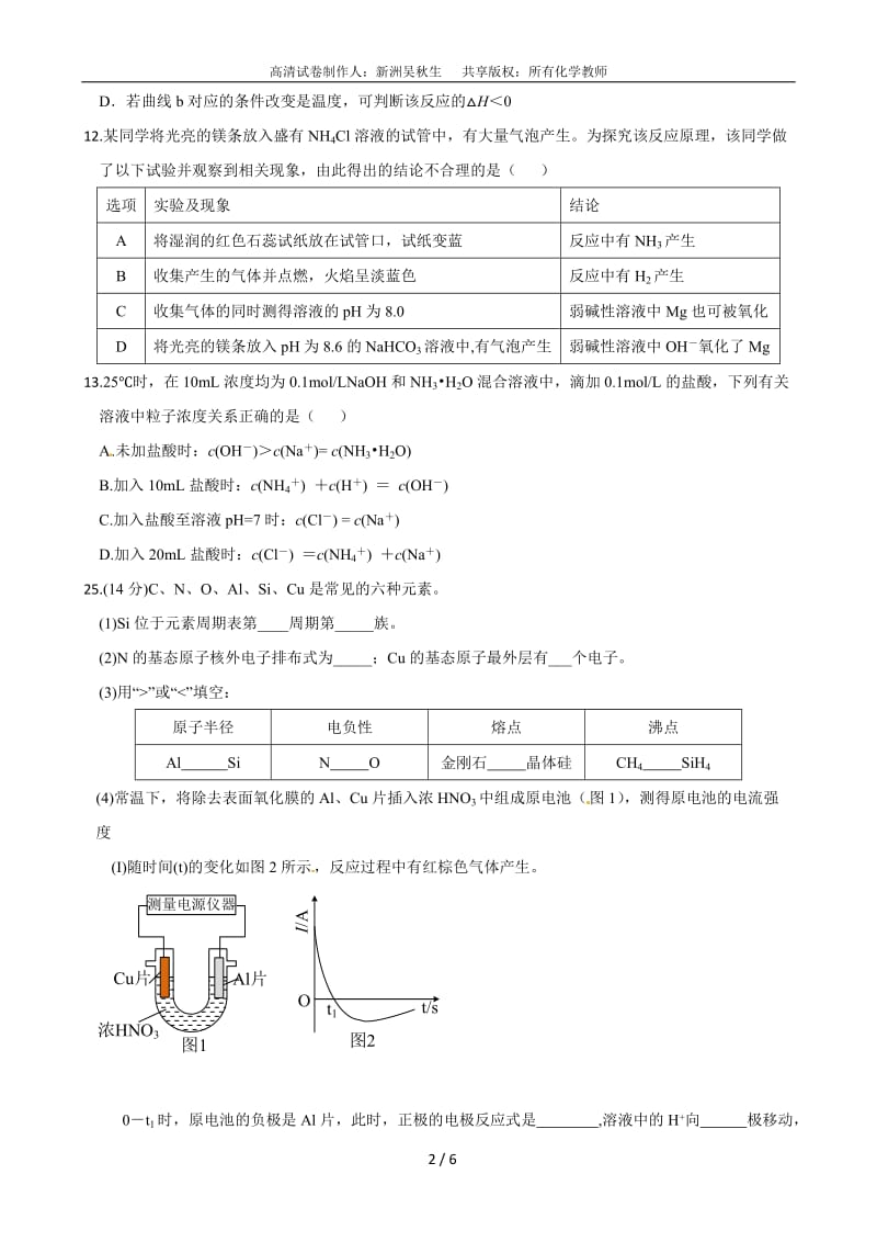 2015年高考化学部分高清卷(安徽卷).doc_第2页