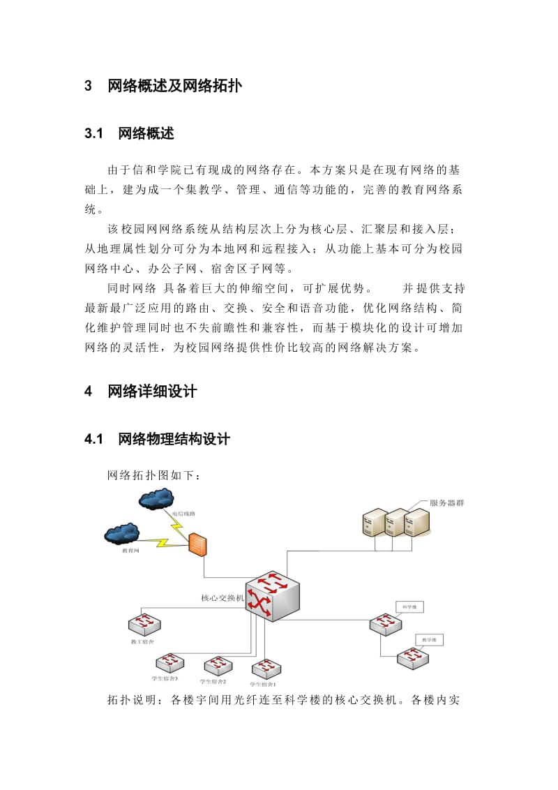 【网络工程毕业设计】校园网络解决方案（IP地址规划、综合布线、拓扑图）.doc_第3页