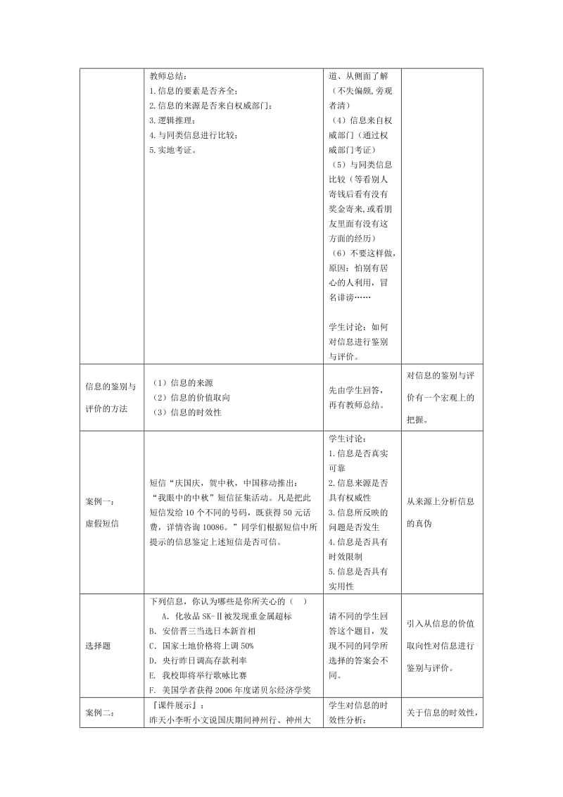 《信息的鉴别与评价》课堂教学设计.doc_第3页