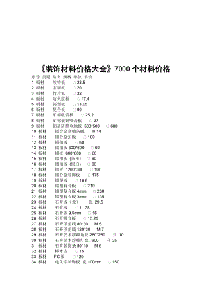 ［房地产］装饰材料价格大全7000个材料价格.doc