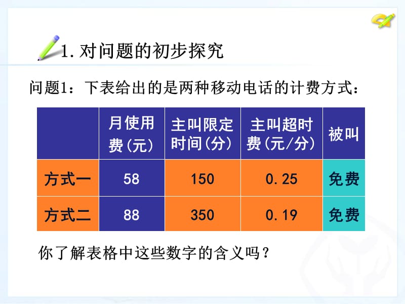 最新3.4_实际问题与一元一次方程(4)探究3：电话计费问题.ppt_第2页