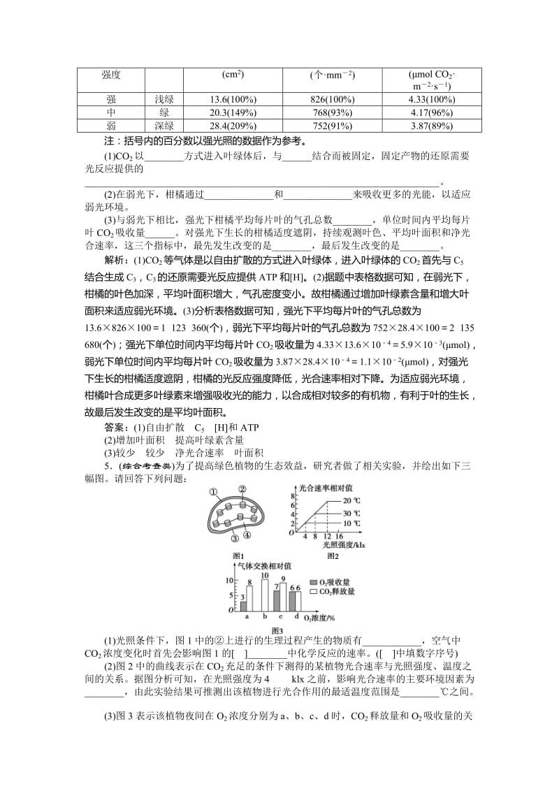 高考热点集训(1)——光合作用与细胞呼吸.doc_第3页