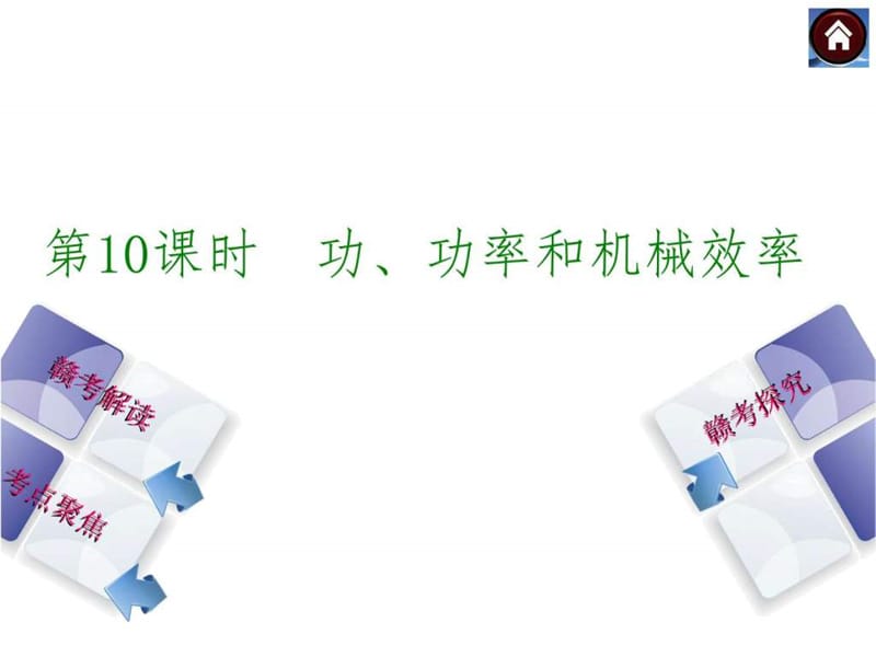 【中考复习方案 江西】2015届中考物理复习课件：第10课时 功、功率和机械效率(共22张PPT).ppt.ppt_第1页