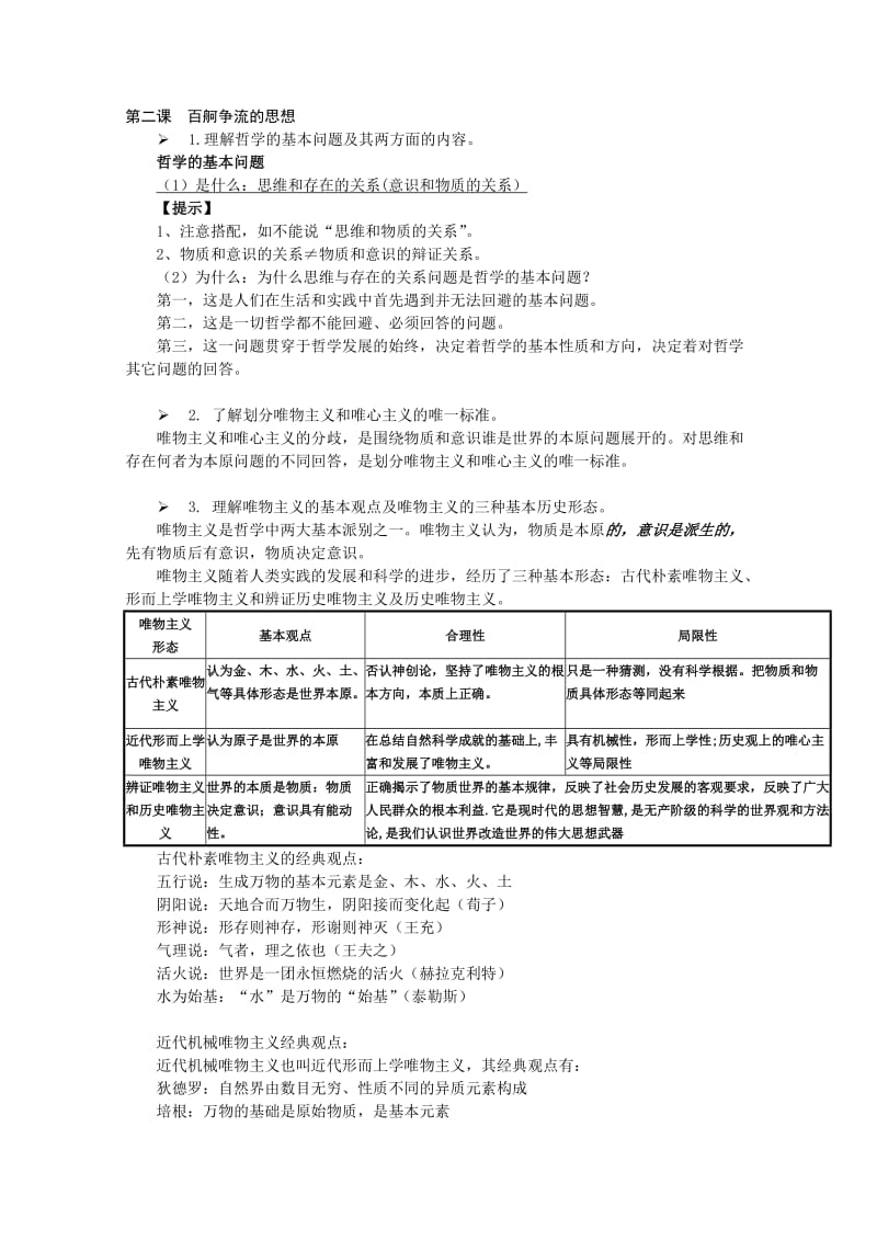 高三政治一轮复习教案：必修4第2课百舸争流的思想.doc_第1页