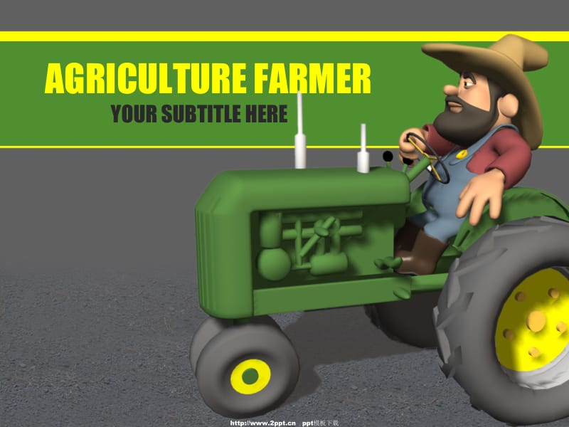 开着绿色农车的农民叔叔卡通图案pptppt背景图片ppt模板下载www2pptcn.ppt_第1页