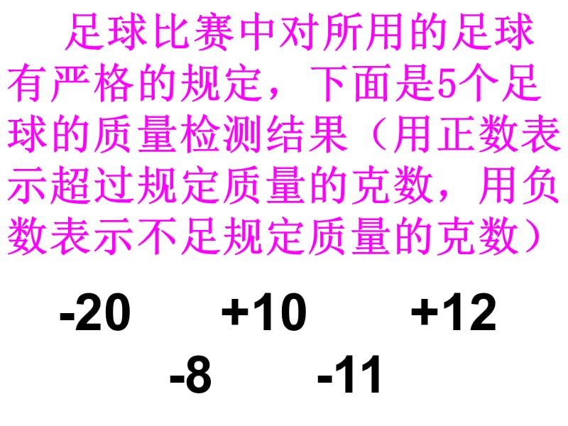 下面是个足球的质量检测结果用正数表示超过规定质量.ppt_第1页