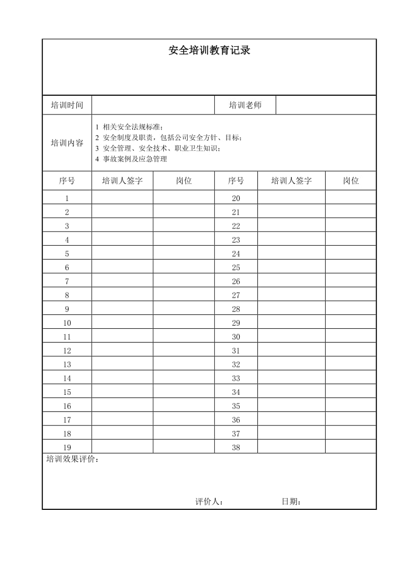 生产经营企业安全培训记录样表.doc_第2页