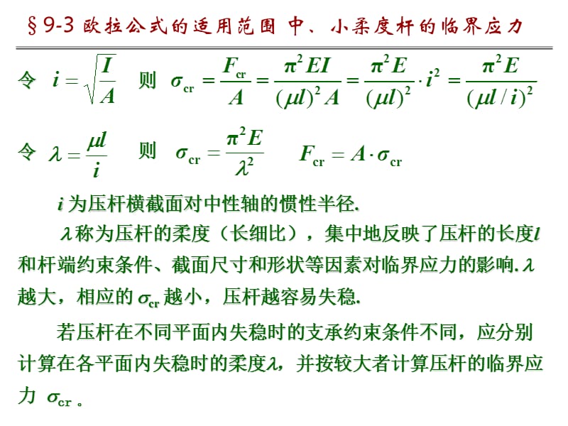 压杆受临界力Fcr作用而仍在直线平衡形态下维持不稳定平衡.ppt_第2页