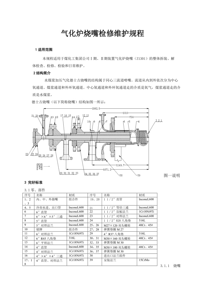 气化炉烧嘴检修维护规程.doc_第1页