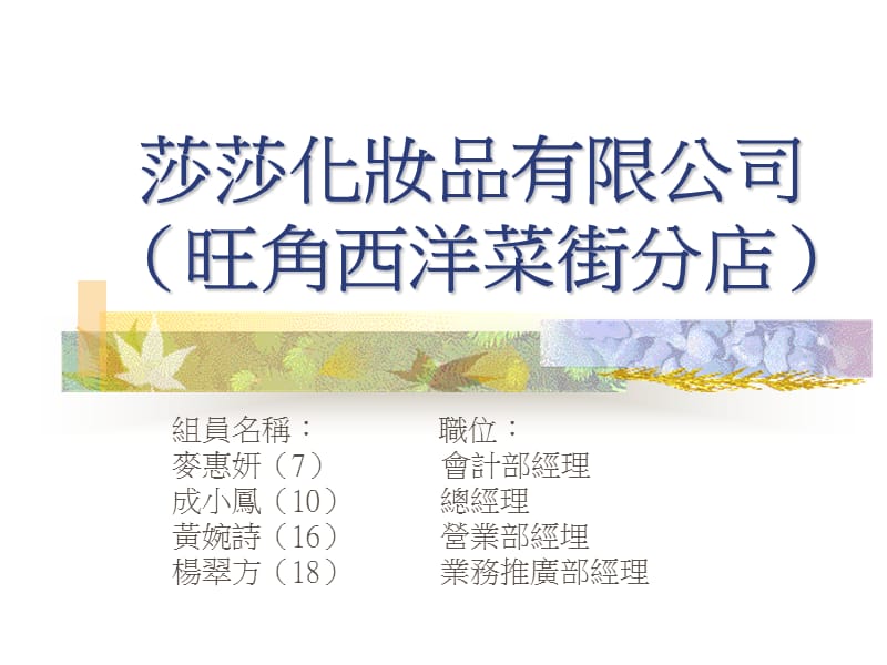 莎莎化妆品有限公司旺角西洋菜街分店.ppt_第1页