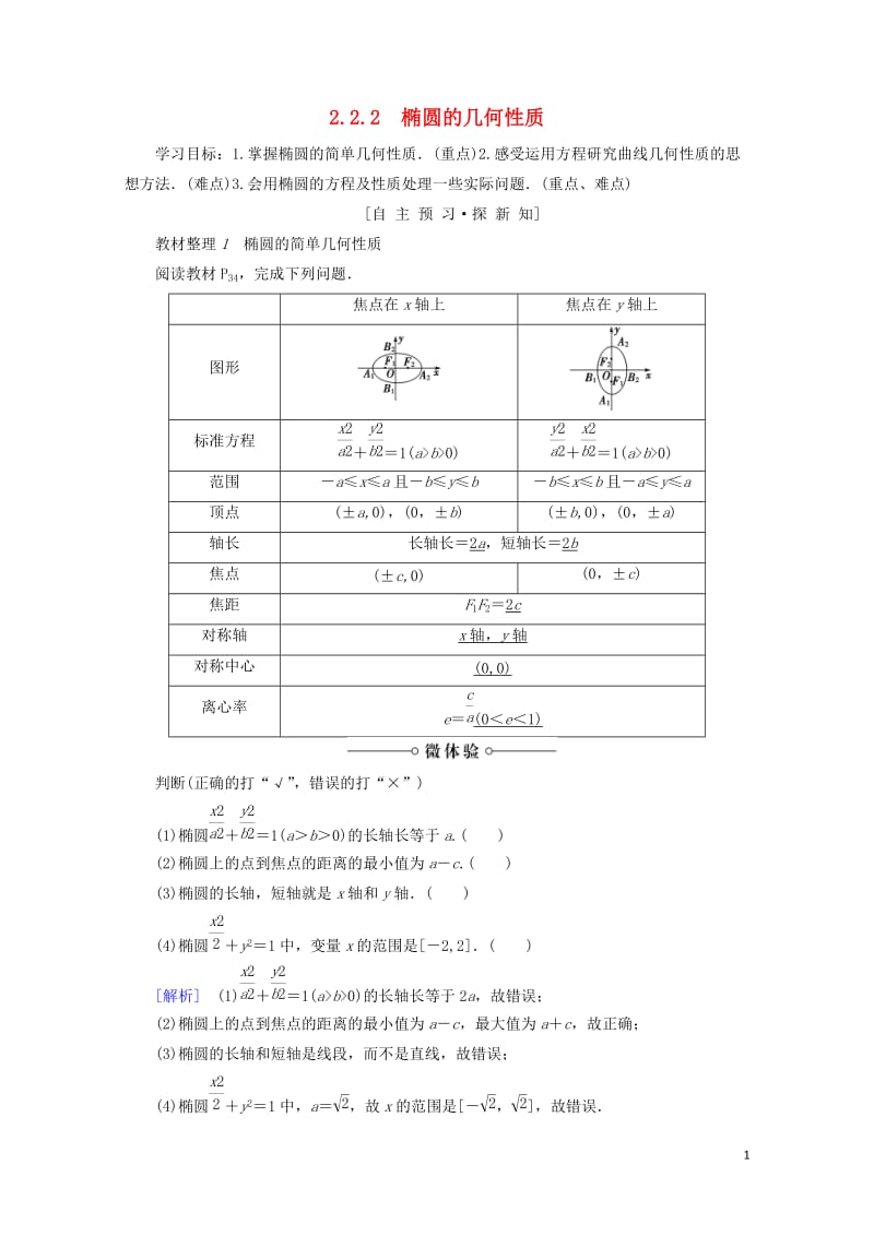 2018_2019学年高中数学第2章圆锥曲线与方程2.22.2.2椭圆的几何性质学案苏教版选修2_1.doc_第1页