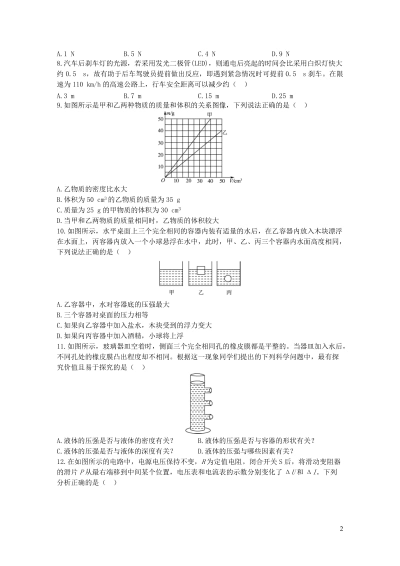 山东省临沂地区2017年中考物理押题卷20190123329.doc_第2页