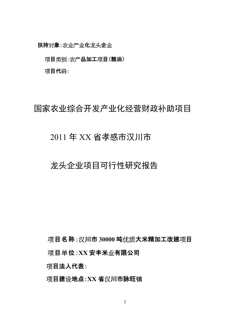 吨优质大米精加工改建项目可研报告.doc_第1页