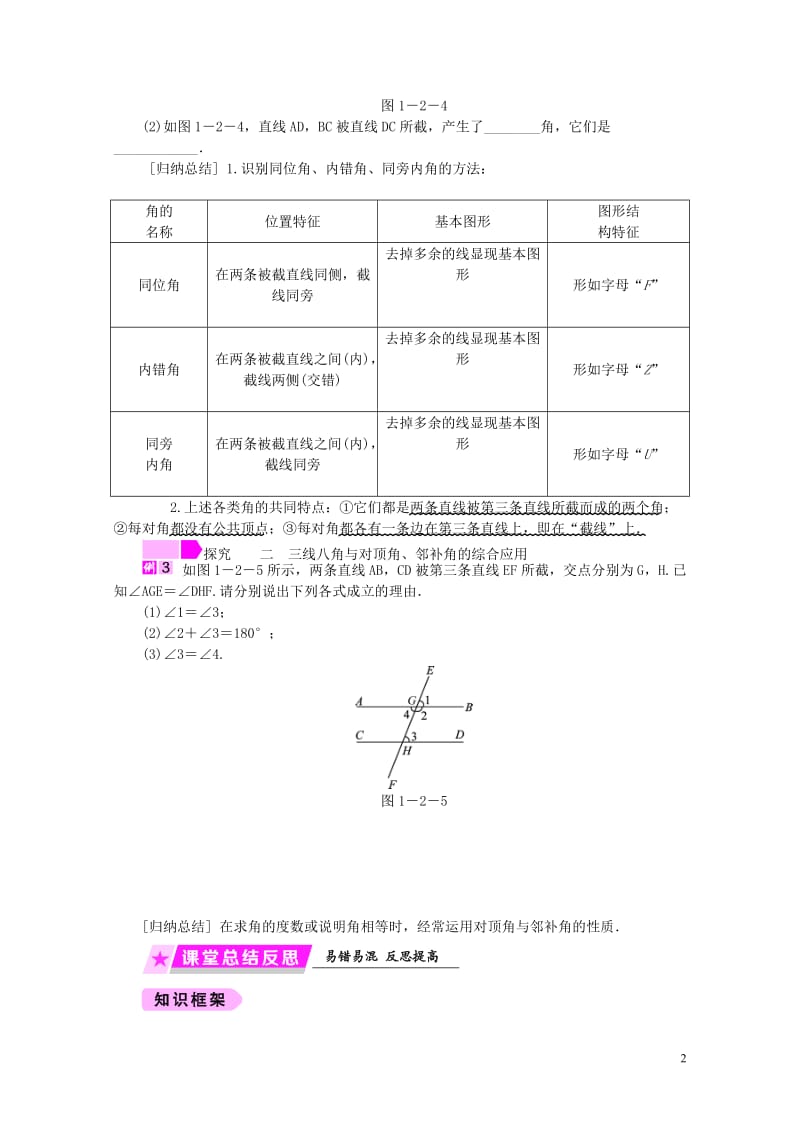 2019年春七年级数学下册第1章平行线1.2同位角内错角同旁内角练习新版浙教版20190119311.doc_第2页