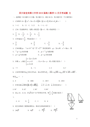 四川省宜宾第三中学2019届高三数学11月月考试题文2019011702183.doc