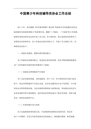 2019中国青少年科技辅导员协会工作总结精选.doc