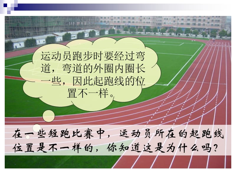 在一些短跑比赛中运动员所在的起跑线位置是不一样的.ppt_第3页