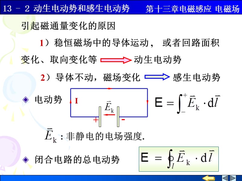 引起磁通量变化的原因稳恒磁场中的导体运动或者回.ppt_第1页