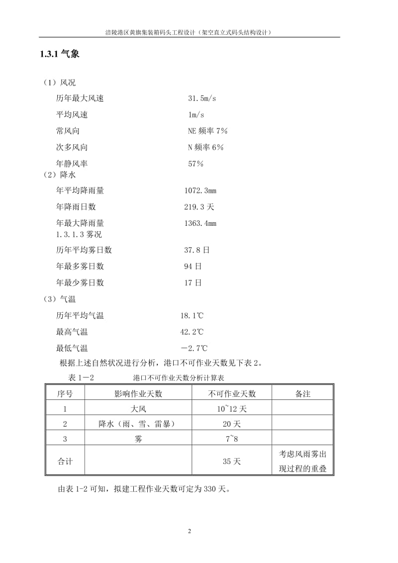 2019年涪陵港区黄旗集装箱码头工程设计(架空直立式码头结构设计)说明书 毕业论文.doc_第2页