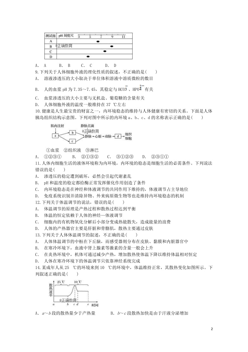 陕西省白水中学2018_2019学年高二生物上学期第一次月考试题2019012901132.doc_第2页