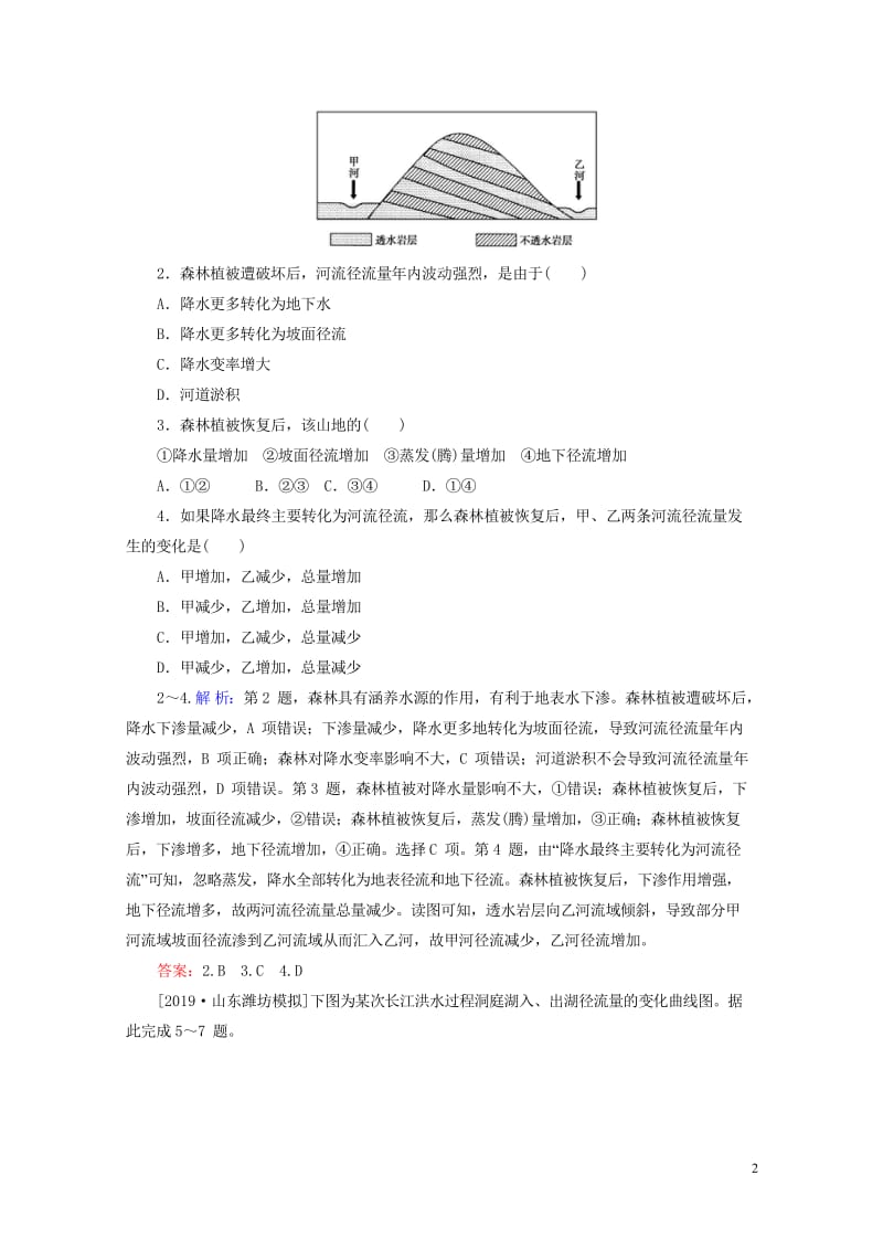 2020版高考地理一轮复习课时作业13自然界的水循环和水资源的合理利用含解析新人教版20190327.wps_第2页