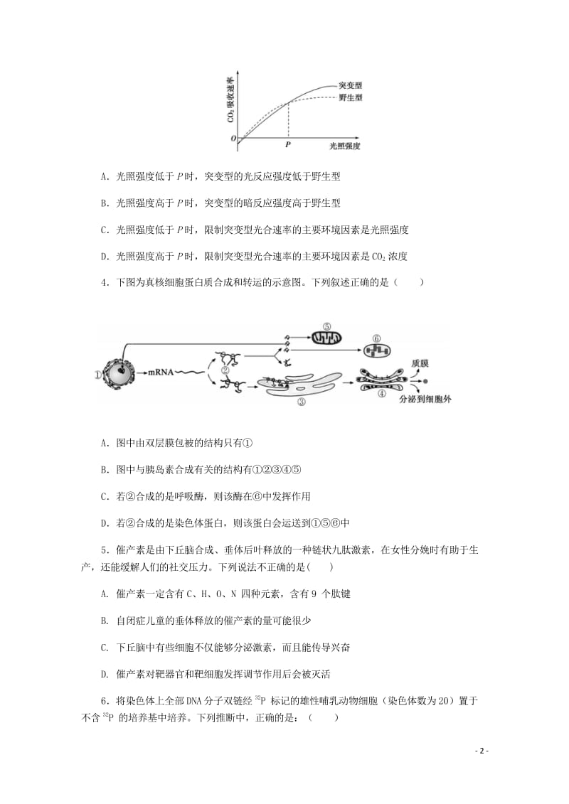 四川省成都经济技术开发区实验中学校2019届高三生物12月月考试题2019012402205.wps_第2页