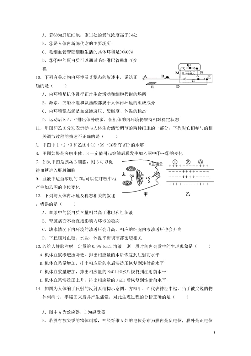 四川省遂宁二中2018_2019学年高二生物上学期半期考试试题2019012502141.doc_第3页