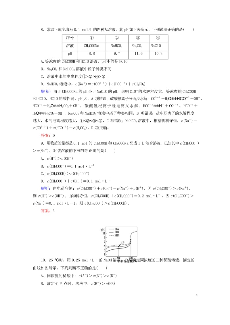 2020版高考化学大一轮复习课时达标作业26盐类的水解201903262356.wps_第3页