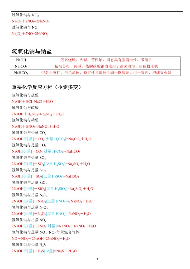 2020届高考  化学 一轮复习课程    碱金属   化学反应方程式总结     题型总结      计算题型专练.docx_第3页