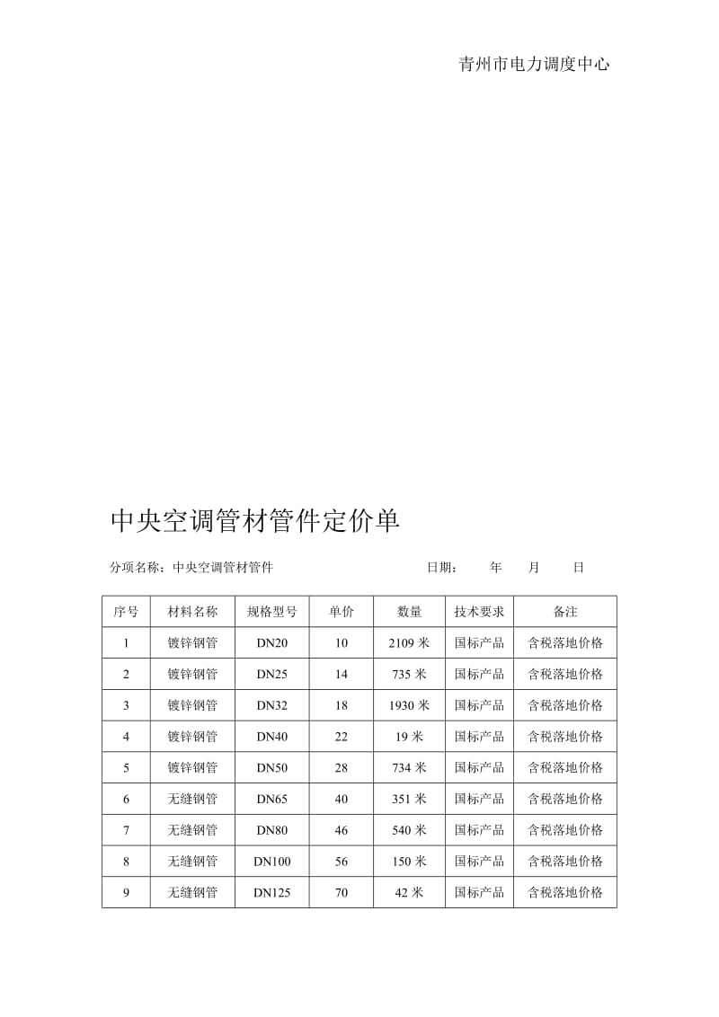 【精选】中央空调管材管件认质认价单.doc_第1页