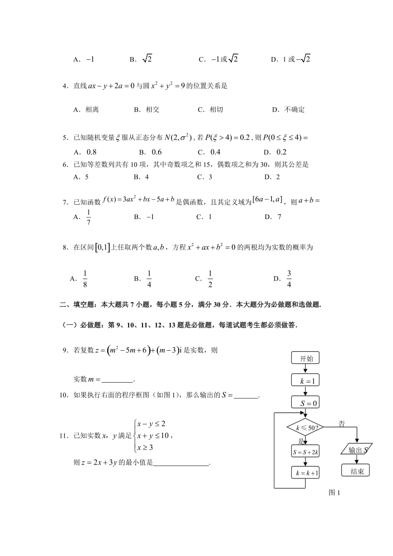 高考理科数学模拟测试题.doc_第2页