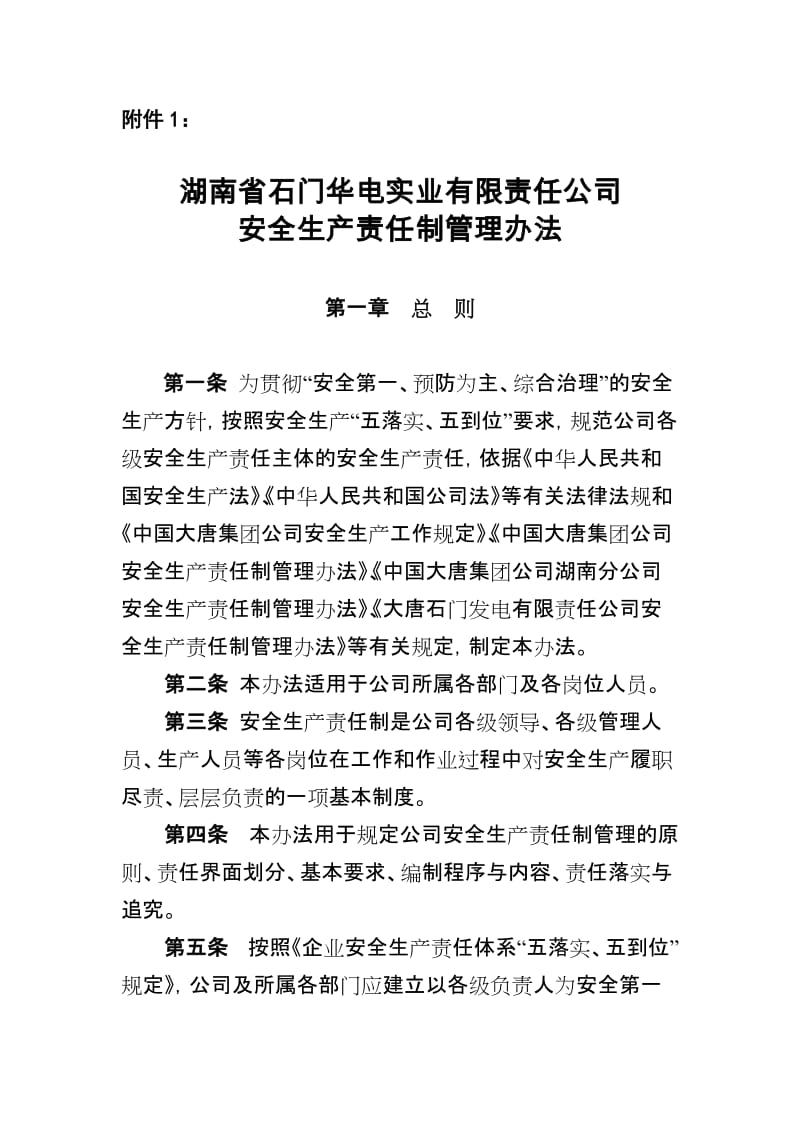 华电实业公司安全生产责任制管理办法.doc_第1页