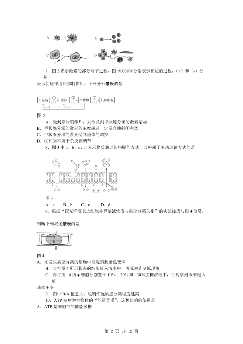 2011年上海市普通高中学业水平考试生命科学试题.doc_第2页