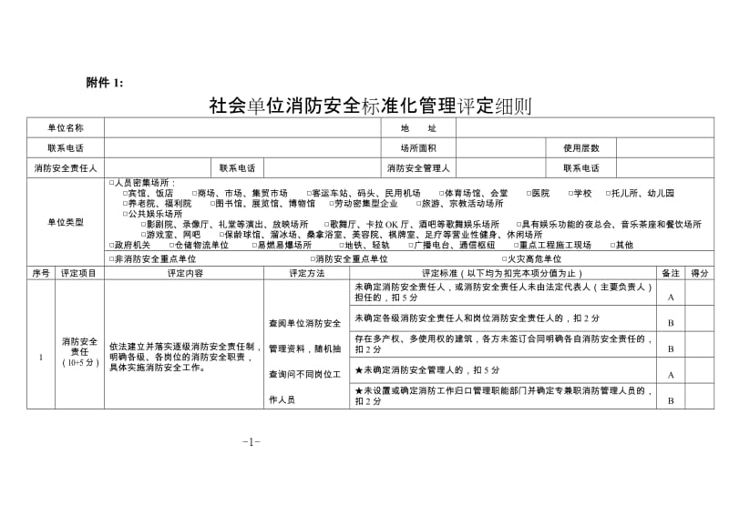 社会单位消防安全标准化管理评定细则 (2).doc_第1页