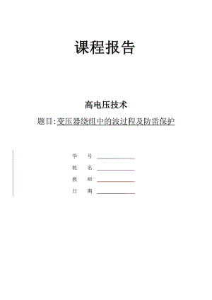 变压器绕组中的波过程及防雷保护分析过程.doc