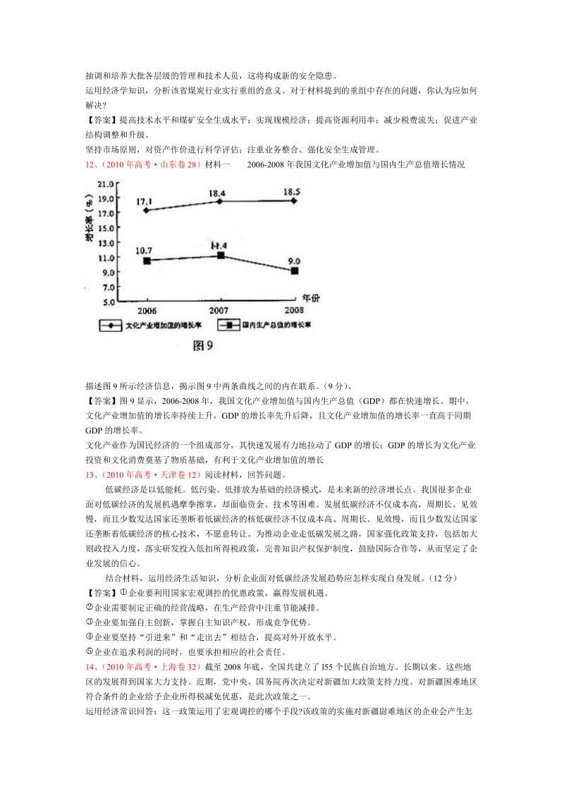 2011届高考复习6年高考4年模拟分类汇编：生产、劳动与经营.doc_第3页