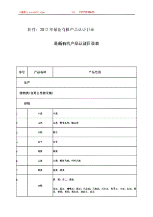 2012年有机产品认证目录.doc